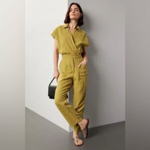 Blank NYC Olive Green Short-Sleeve Utility Jumpsuit